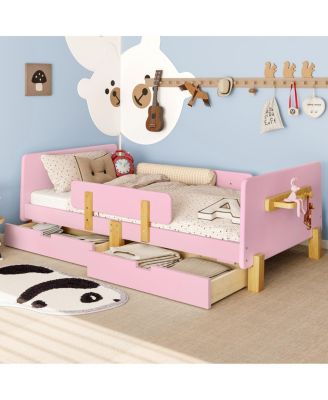 Platform Bed with Storage, Shelf, Hooks, No Box Spring Needed