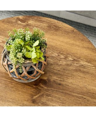 Streamdale Natural Wood Grain Round Coffee Table Set