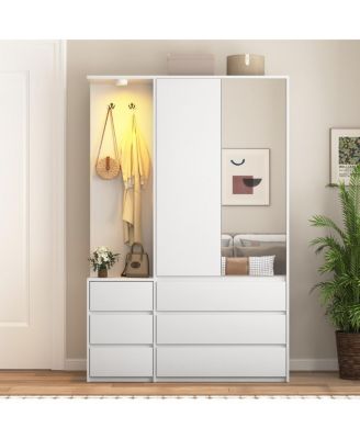 Streamdale Wardrobe Closet 71.7" H, 2 Doors 6 Drawers, White