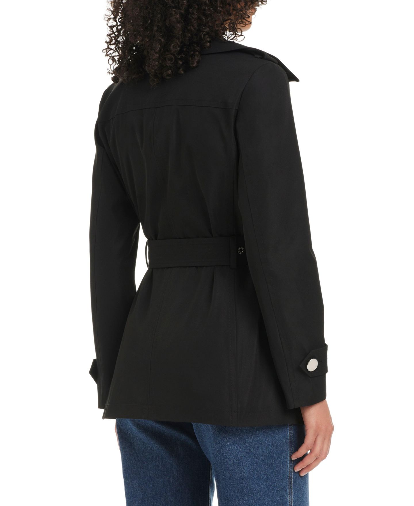 Женское пальто kate spade new york Short Water-Resistant Double-Breasted Trench, цвет: Чёрный — фото 2