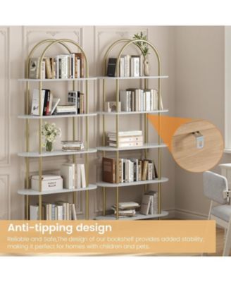 71" 5-Tier Metal Collapsible Bookshelf, Portable Freestanding Storage Bookcase