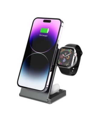 Foldable 3-in-1 Wireless Charger - Charge for Apple - Portable Fan-Cooled Charging Stand for iPhone, Watch and Earphones