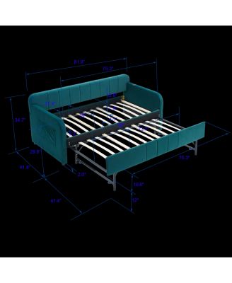 Streamdale Twin Daybed with Trundle, Sofa Bed, Emerald