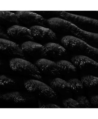 Streamdale Plush Corduroy Ottoman - Black