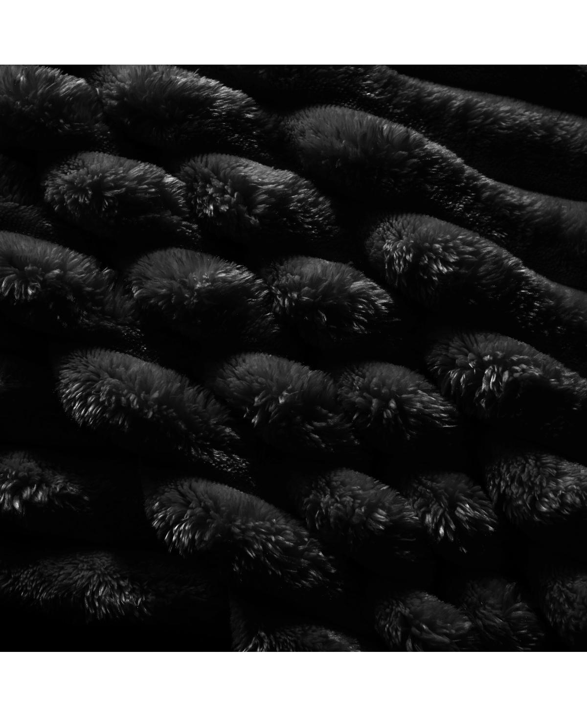 Streamdale Furniture Streamdale Plush Corduroy Ottoman - Black