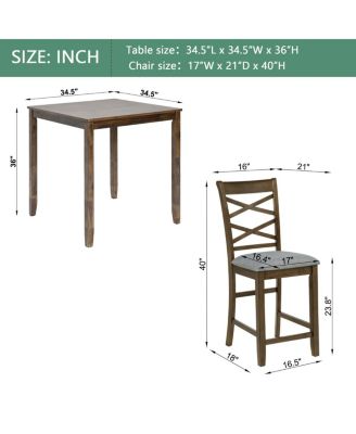 5-Piece Counter Height Dining Table Set with 4 Chairs, Walnut