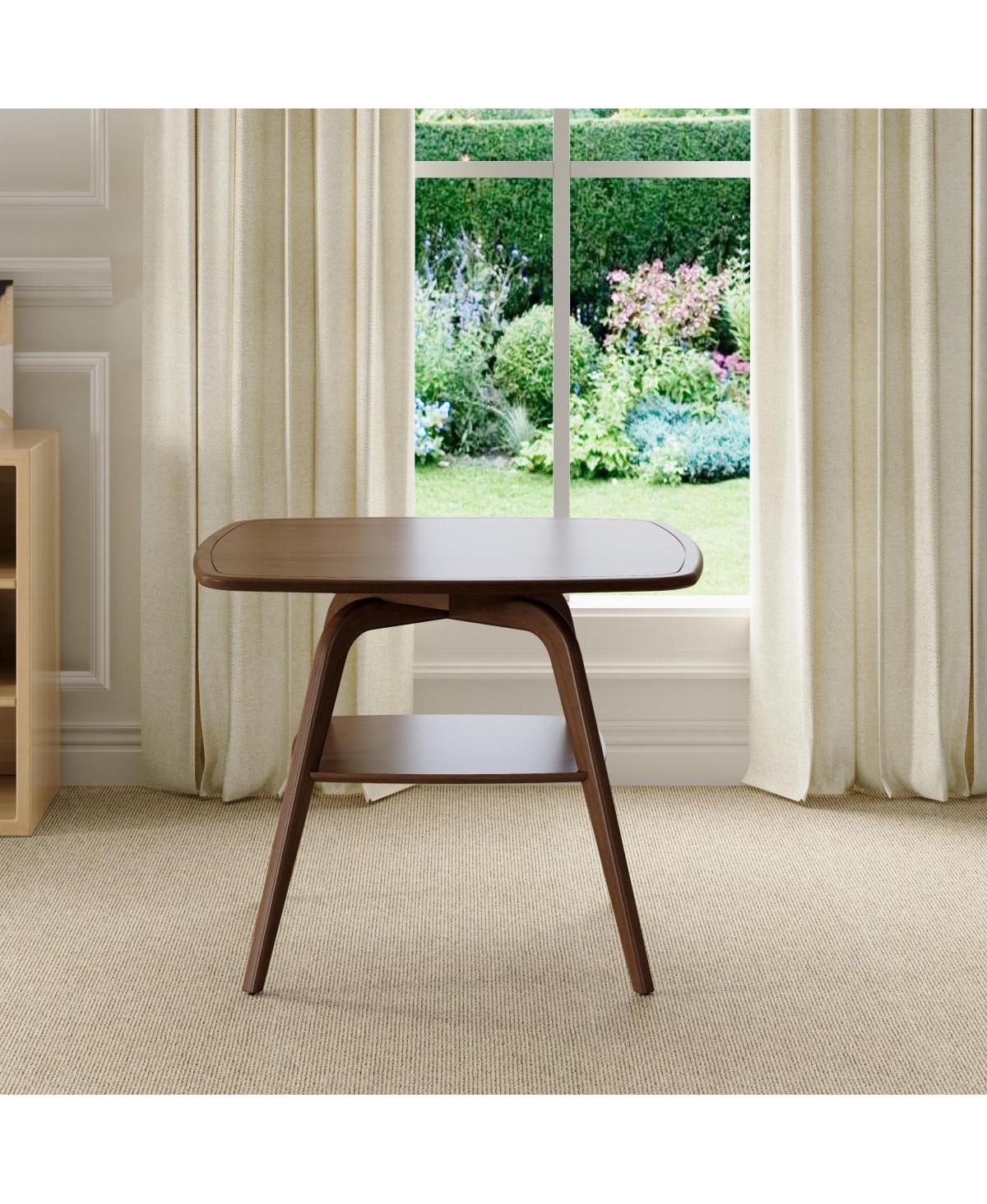 Streamdale Furniture Modern Wooden Dining Table with Storage Shelf, Walnut Finish