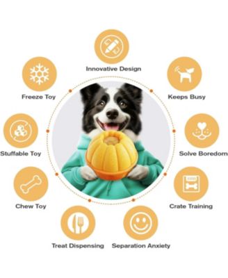 Frozen Treat Dog Puzzle Enrichment Ball - Slow Food Training to Relieve Boredom,Durable Natural Chew Toy for Small Medium