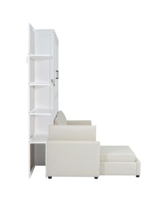 Queen Size Murphy Bed Wall Bed with Sofa and Shelves