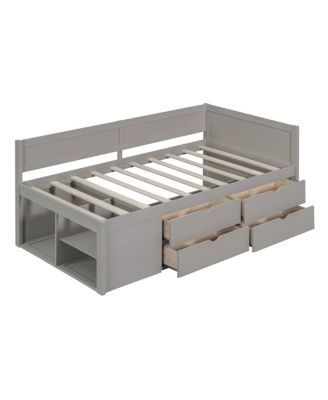 Twin Size Daybed with Drawers and Shelves