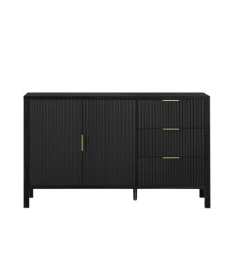 Modern Wave-Pattern Sideboard with 3 Drawers & Hooks