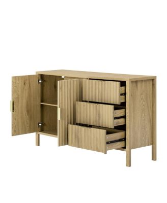 Modern Wave-Pattern Sideboard with 3 Drawers & Hooks