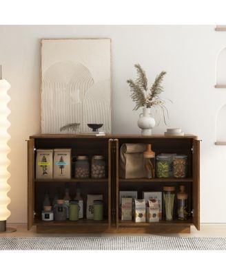 Wood Modern Buffet Cabinet with Storage, Fluted Sideboard, Credenza, Accent Cabinet