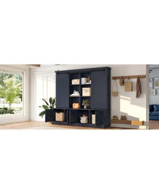 Multifunctional entryway cabinet with sliding rails and tree design