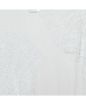 Women's White Embroidered Mesh Sleeveless Top