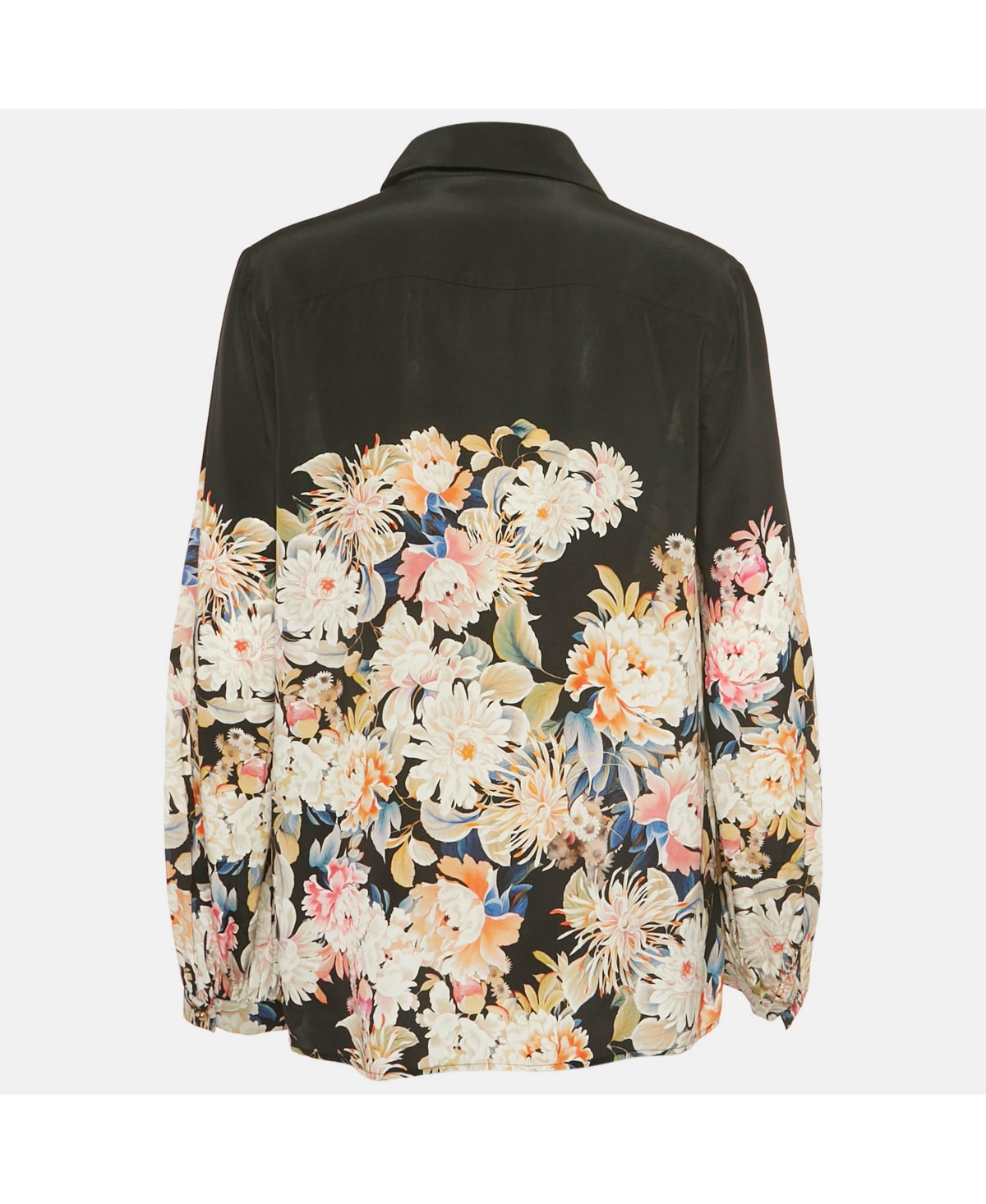 Pre-Owned Roberto Cavalli Women's Black Floral Print Silk Blouse