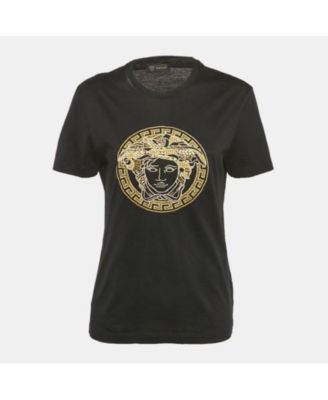 Women's Black Medusa Embroidered Jersey T-Shirt