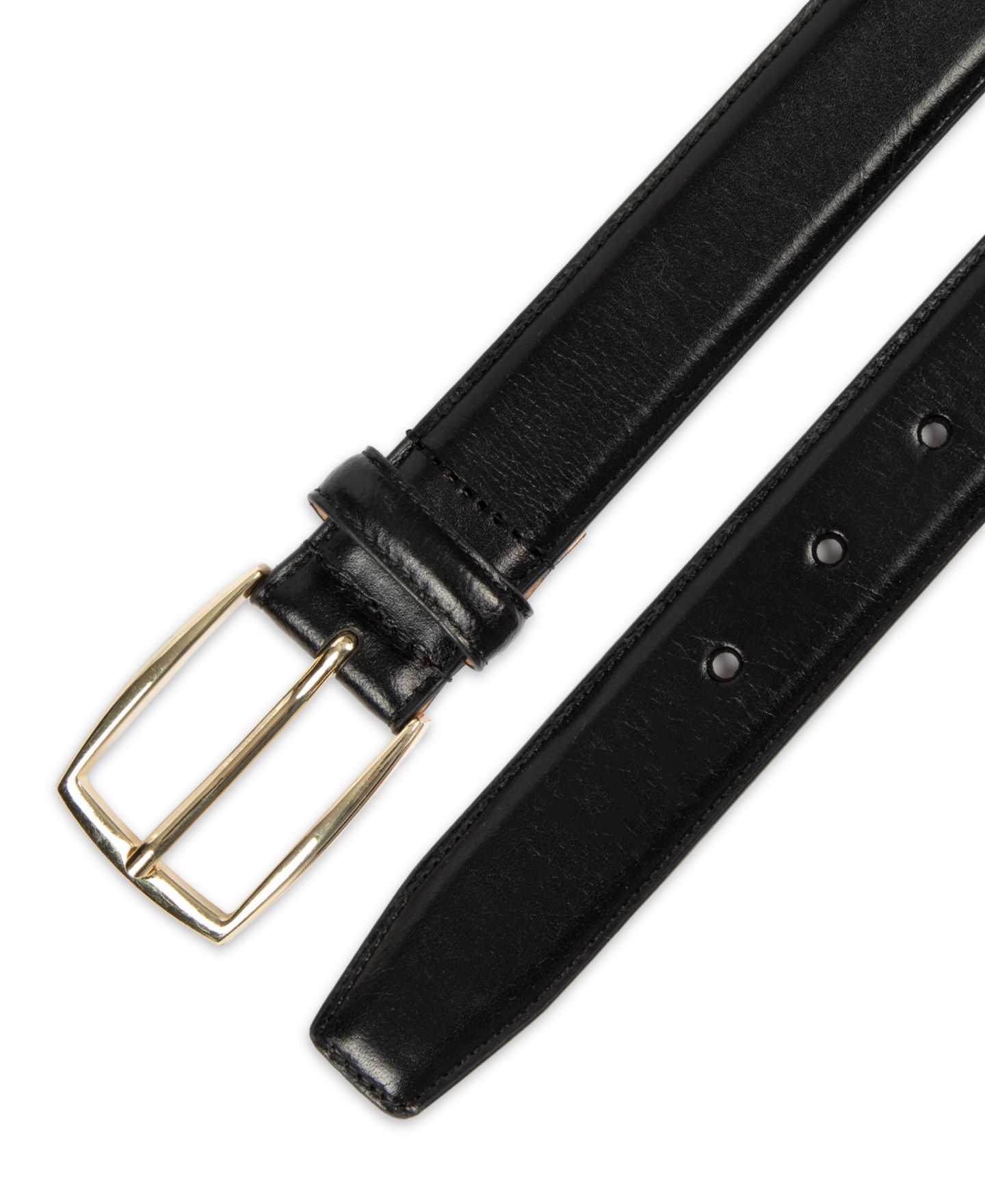 Мужской ремень Club Room 32MM Luxury Pebbled Leather Belt, цвет: Чёрный — фото 2