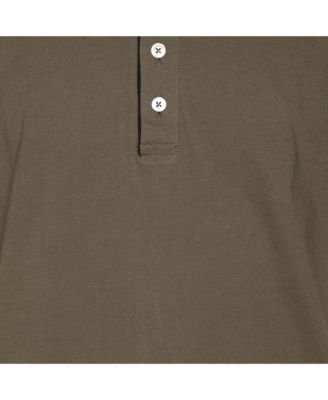 Men's Olive Green Cotton Knit Henley T-Shirt