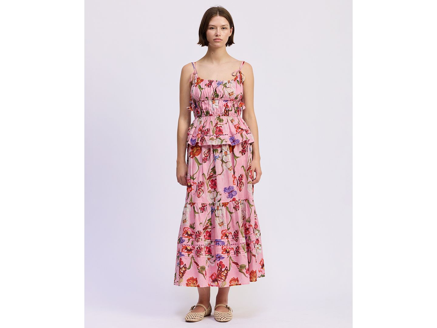 Женский топ En Saison Tusla Scoop Neck Peplum, цвет: Розовый разноцветный — фото 1