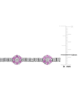 Sapphire (7/8 ct. t.w.) and White Sapphire (5-7/8 ct. t.w.) Floral Necklace in Sterling Silver