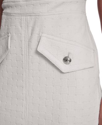 Women's Short-Sleeve Wicker Weave Shift Dress