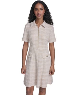 Women's Short-Sleeve Zipper-Front Dress