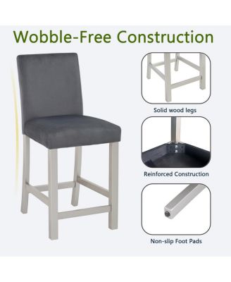 Counter Height Chairs Set for 4, Padded Seat Barstool for Dining Room, Silver Gray
