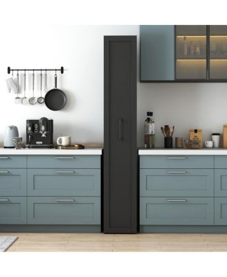 Black Large Slim Storage Cart with Handle & Wheels