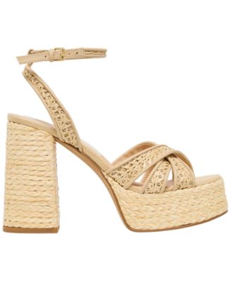 Women's Danila Two-Piece Block Heel Raffia Dress Sandals