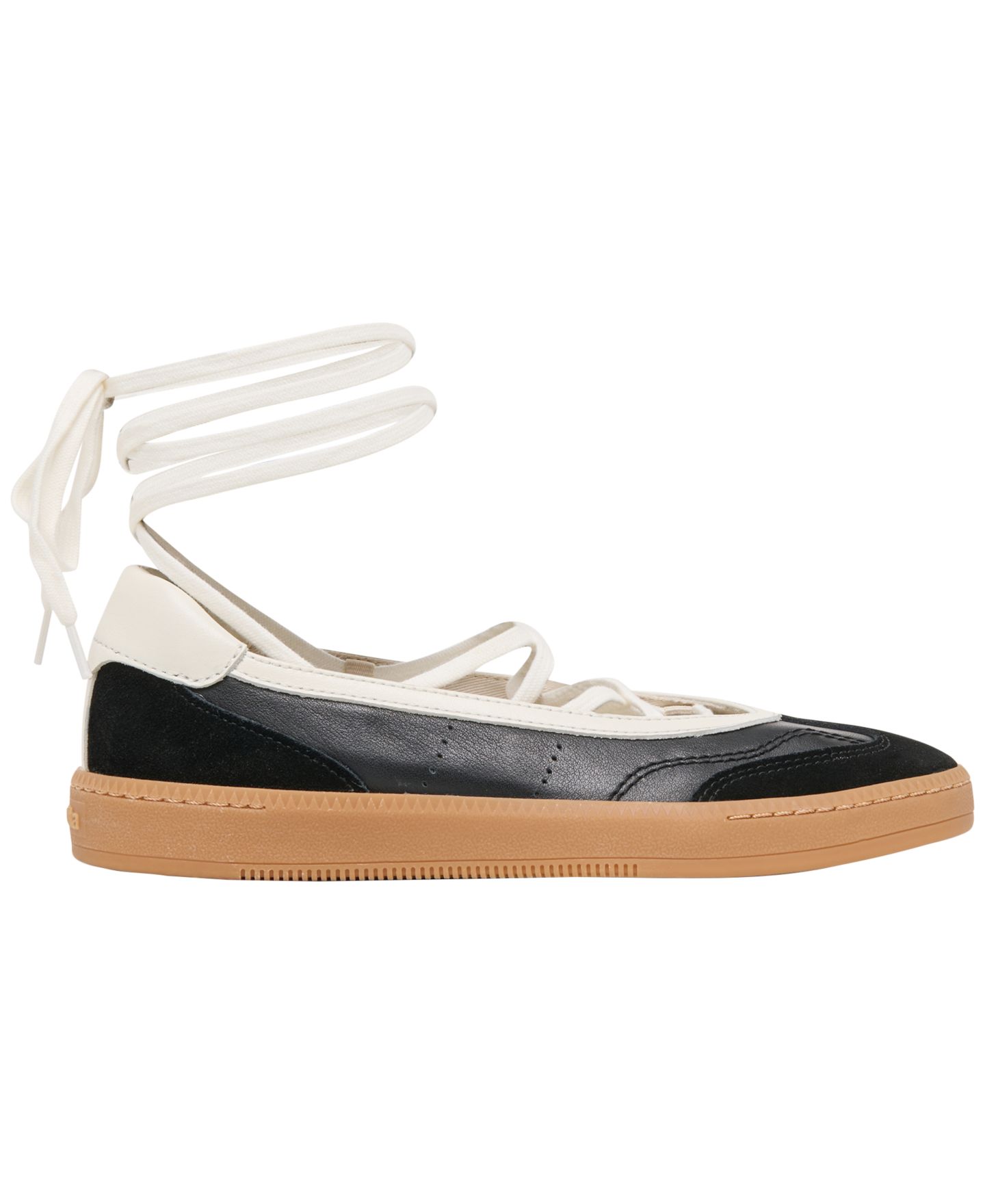 Женские кроссовки Dolce Vita Nyomie Lace-Up Ankle-Wrap, цвет: Чёрный кожаный — фото 2