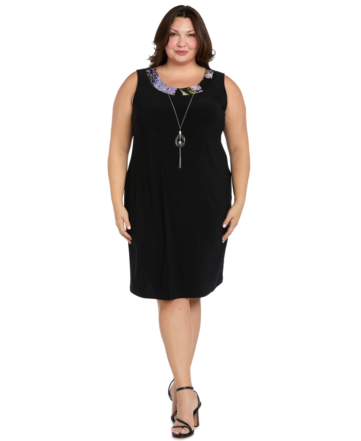 R & M Richards Petite Necklace Sheath Chiffon-Jacket Dress