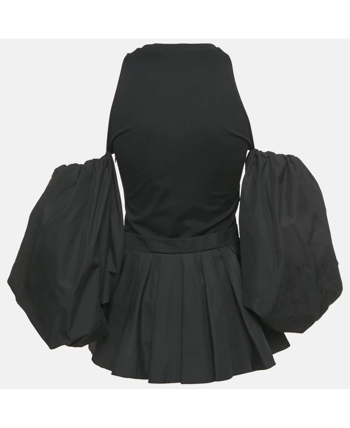 Pre-Owned Alexander Mcqueen Women's Black Cotton Balloon Sleeve Top