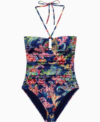 Women's Ring Bandeau Neck One-Piece Swimsuit