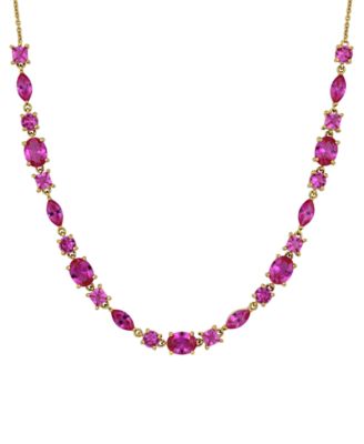 Pink Sapphire (16-7/8 ct. t.w.) Multi-Shape Necklace in 18k Gold Flash Plated Sterling Silver