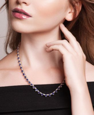 Sapphire (17 ct. t.w.) and White Sapphire (2-1/3 ct. t.w.) Heart Necklace in Sterling Silver