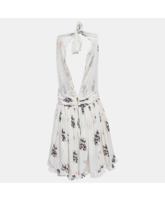 Women's Mouse Print Silk Halter Neck Dress