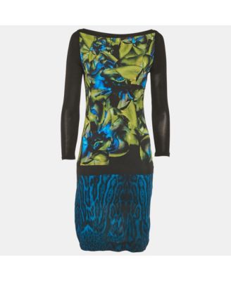 Women's Black/blue Printed Jersey Mini Dress