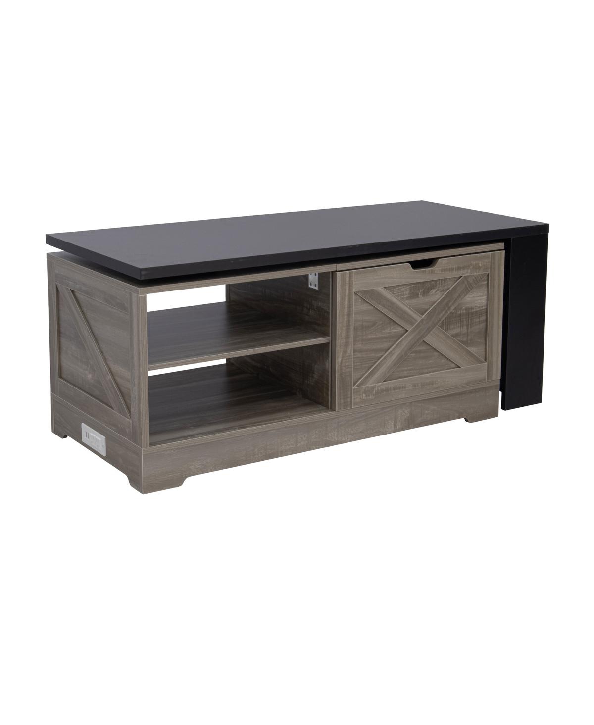 Streamdale Furniture Farmhouse Lift Top Coffee Table with Barn Doors & Hidden Storage