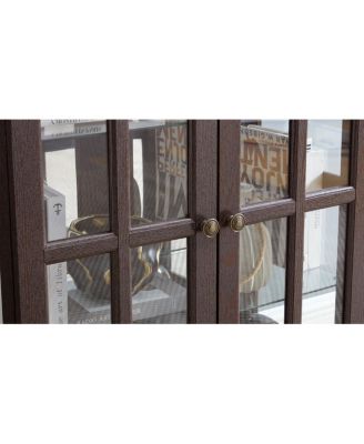 Curio Display Cabinet with Glass Doors and Adjustable Shelves