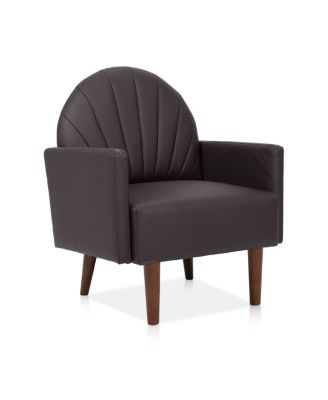 Streamdale Shell armchair with PU leather and wooden legs