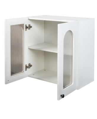 Wall Cabinet with Arched Glass Door and Adjustable Shelves