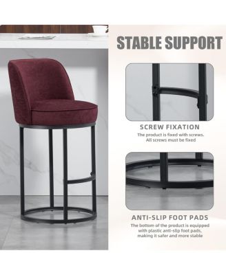 Streamdale Counter Height Bar Stools Set of 2, Modern Barrel Counter Stools with Backrest