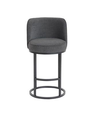 Streamdale Counter Height Bar Stools Set of 2, Modern Barrel Stools with Backrest, Linen Fabric