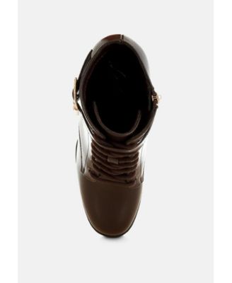 Womens Grahams Faux Leather Lace Up Boots