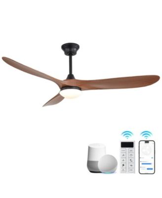60-inch Modern Black 3-blade Ceiling Fan Light With Remote Control Supports Mobile Phone Connection And Voice Function
