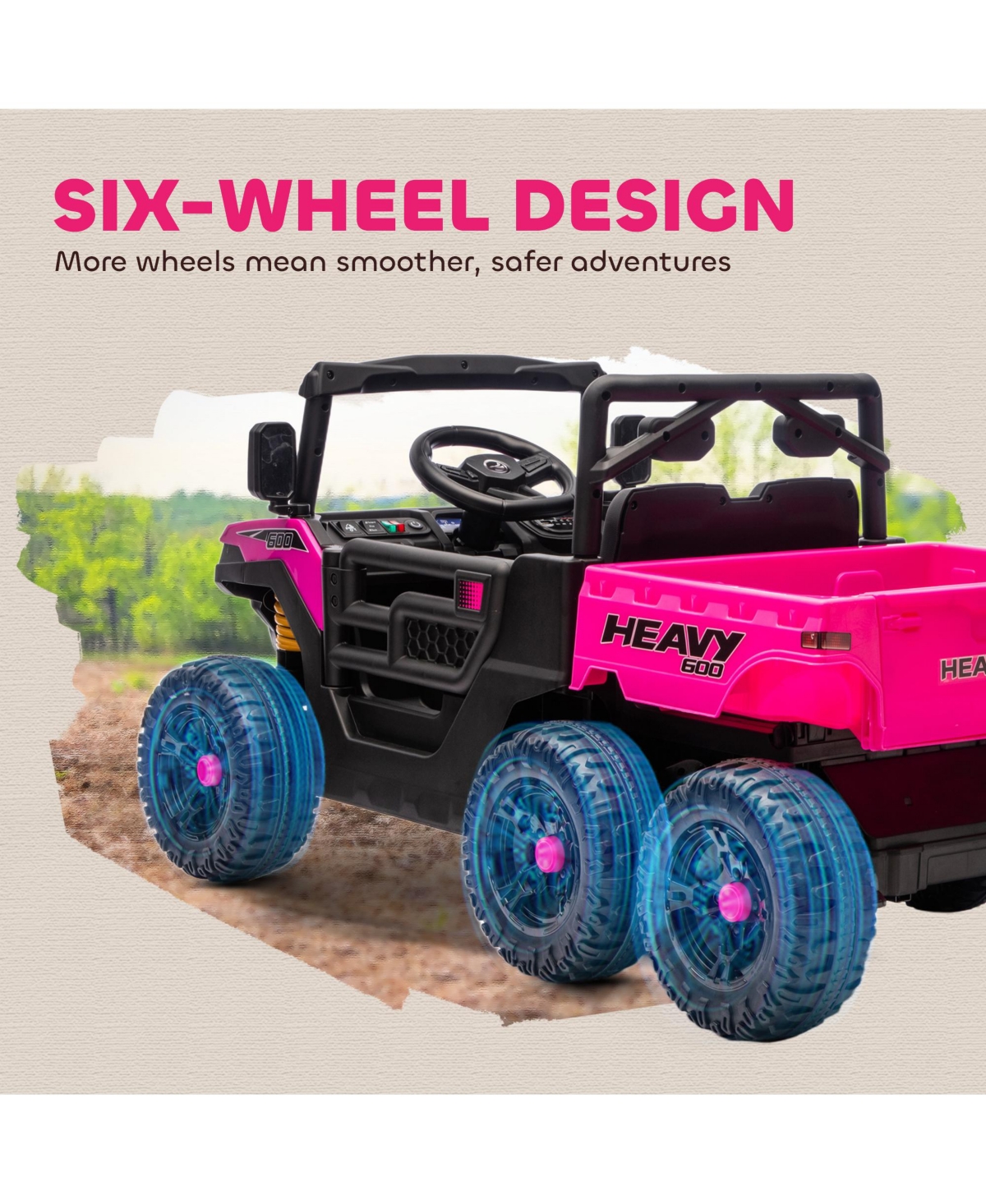 Qaba 24V 4WD Kids Ride On Car with 6 Wheels and Dump Bed,