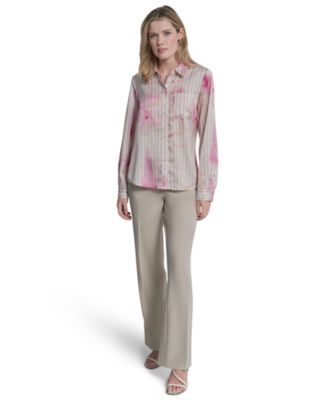 Petite Woven Roll Tab Button-Front Shirt