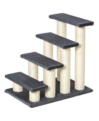 Gray 4-Step Stair Shaped Cat Tree for Indoor Cats & Dogs