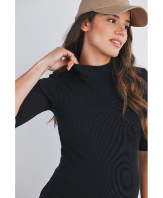 Maternity Ribbed Mock Neck Top